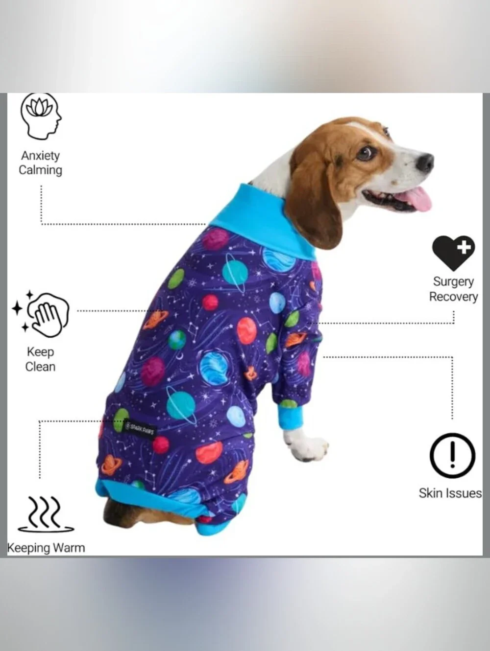 Space Print Full-Body Dog 🐶 Pajamas Size 3